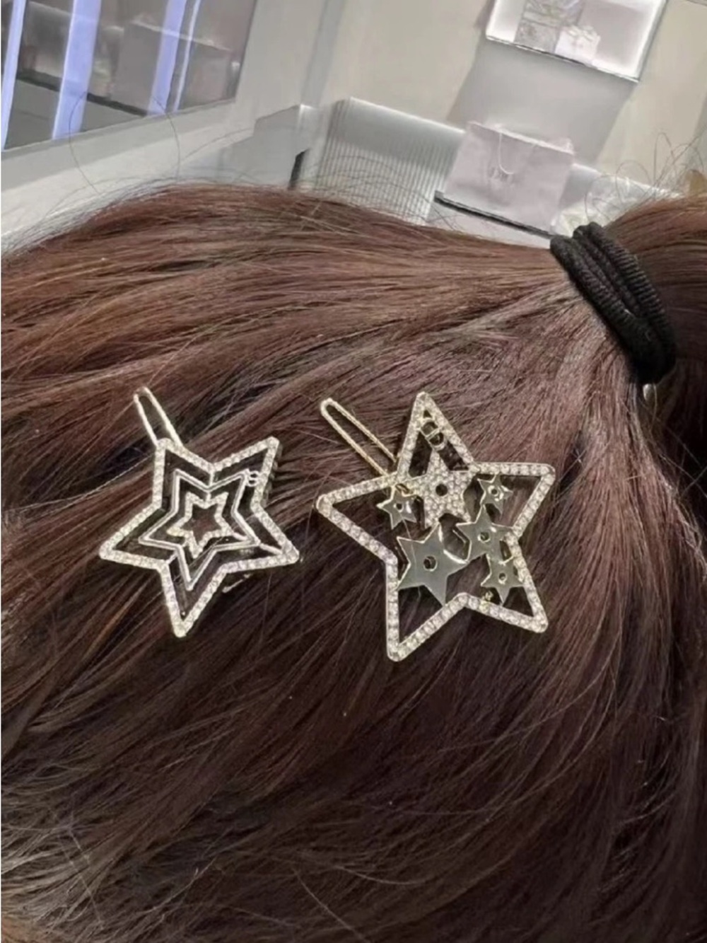 Dior Star Motif hair barrettes set - gwp Gold & Silver Crystal Stars new - Picture 7 of 10